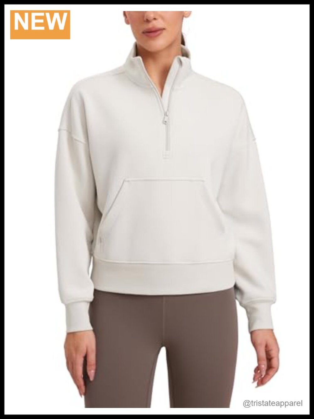 CRZ YOGA Half Zip Sweatshirt Relaxed Fit Kangaroo Pocket High Funnel Neck Daily